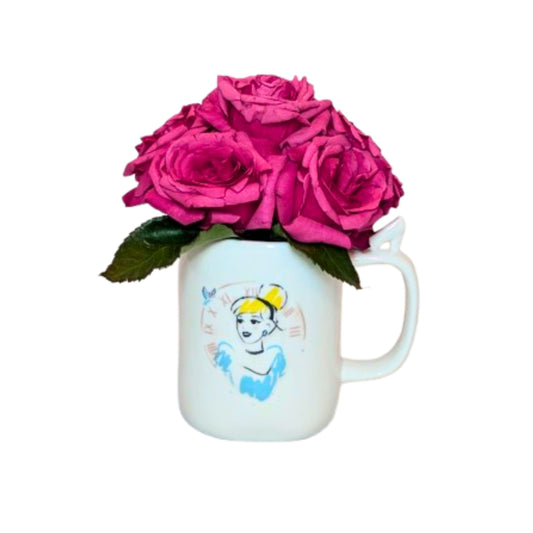 Disney Collection By Rae Dunn Cinderella Mug & 6 Roses